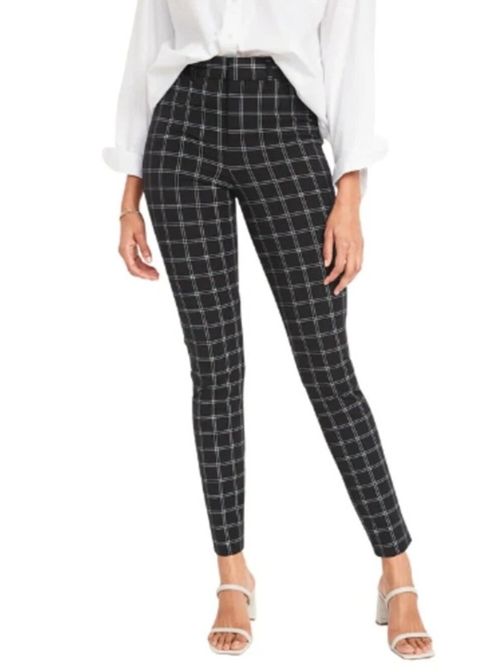 White House Black Market Skinny Ankle Pant Black White